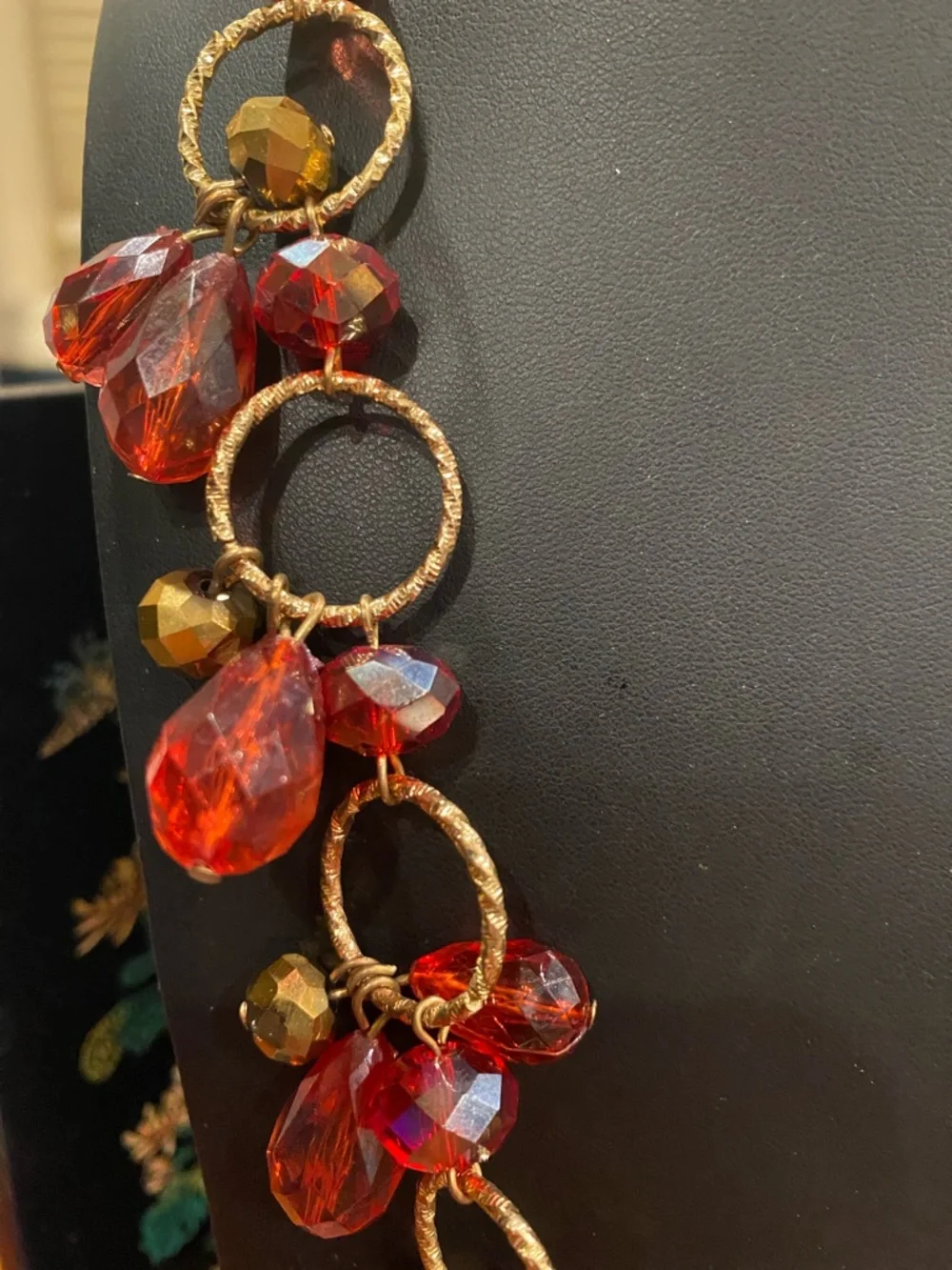 Reddish Pink Beaded Drop Necklace - Women Jewelry - Picture 3 of 10